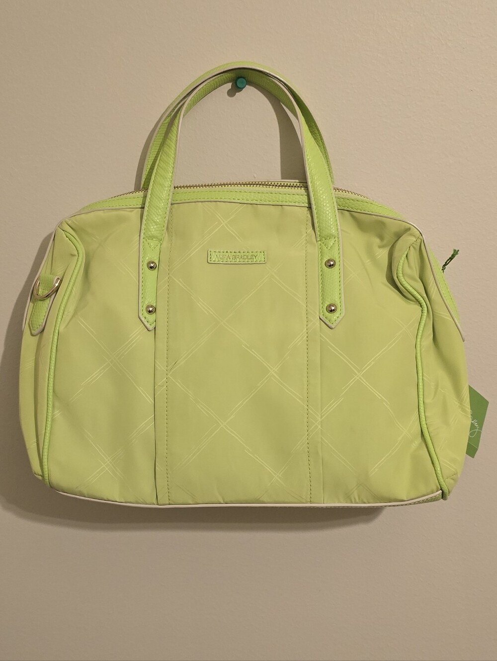 Vera Bradley Lime Green Satchel Handbag W/ Shoulder Strap. - NWT
